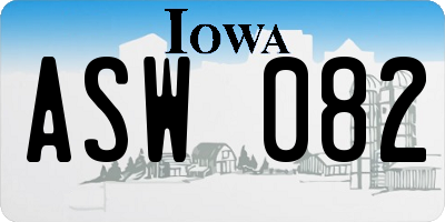 IA license plate ASW082
