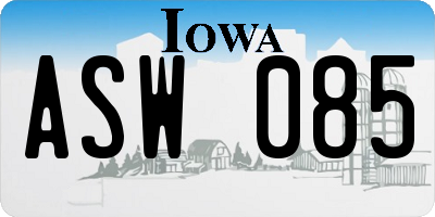IA license plate ASW085