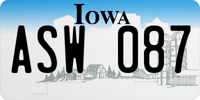 IA license plate ASW087