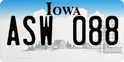 IA license plate ASW088