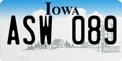 IA license plate ASW089
