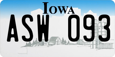 IA license plate ASW093