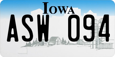 IA license plate ASW094