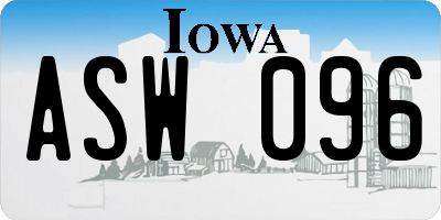 IA license plate ASW096