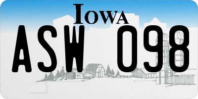 IA license plate ASW098