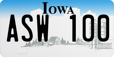 IA license plate ASW100