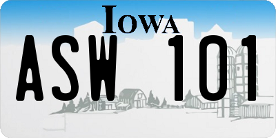 IA license plate ASW101