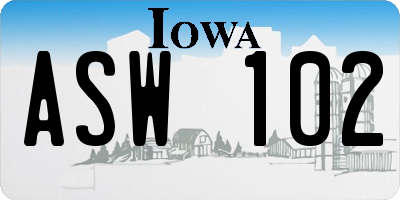 IA license plate ASW102