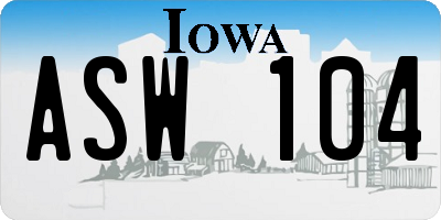 IA license plate ASW104