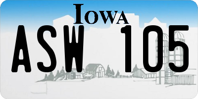 IA license plate ASW105