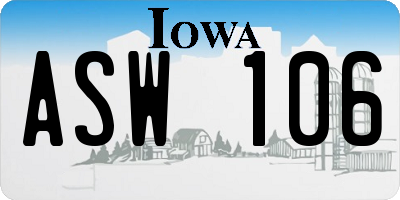 IA license plate ASW106