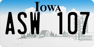 IA license plate ASW107