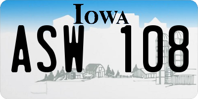 IA license plate ASW108