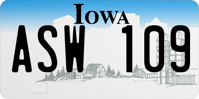 IA license plate ASW109