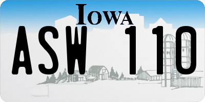 IA license plate ASW110