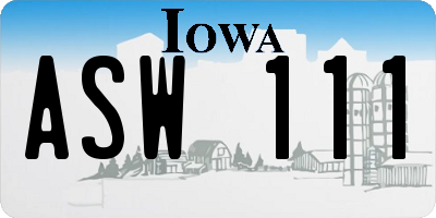 IA license plate ASW111