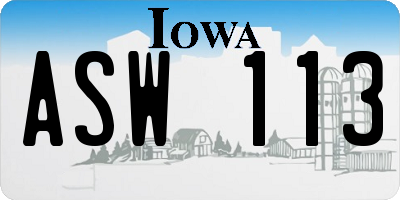 IA license plate ASW113