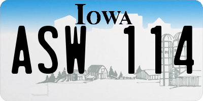 IA license plate ASW114