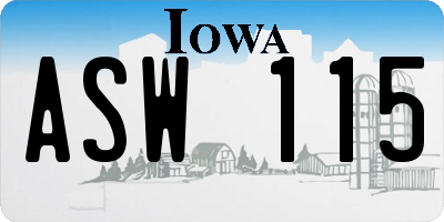 IA license plate ASW115