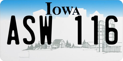 IA license plate ASW116