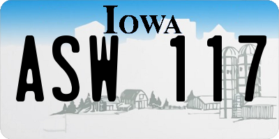 IA license plate ASW117