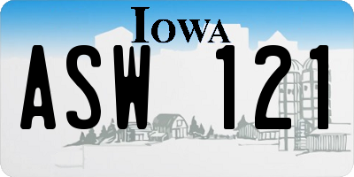 IA license plate ASW121