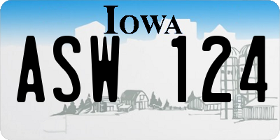 IA license plate ASW124