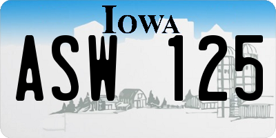 IA license plate ASW125