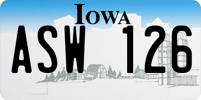 IA license plate ASW126