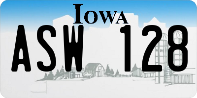 IA license plate ASW128