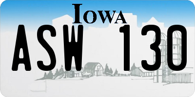 IA license plate ASW130