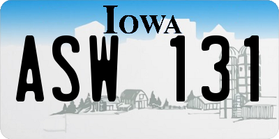 IA license plate ASW131