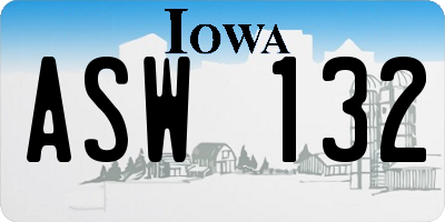 IA license plate ASW132