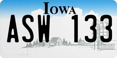 IA license plate ASW133