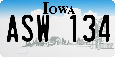 IA license plate ASW134