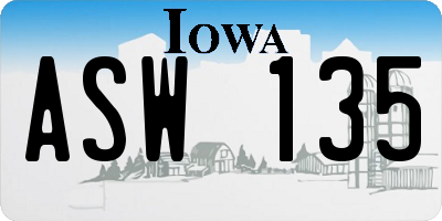 IA license plate ASW135