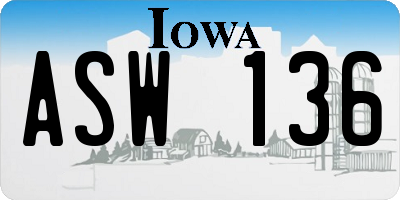 IA license plate ASW136