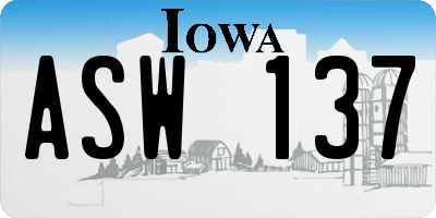 IA license plate ASW137