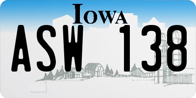 IA license plate ASW138
