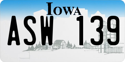 IA license plate ASW139