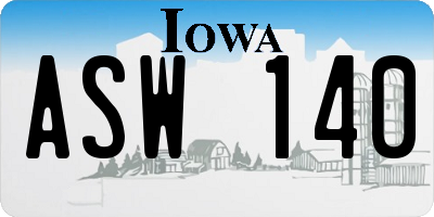 IA license plate ASW140