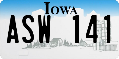 IA license plate ASW141
