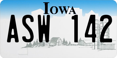 IA license plate ASW142