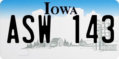 IA license plate ASW143