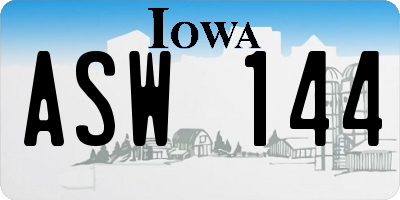 IA license plate ASW144