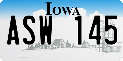 IA license plate ASW145