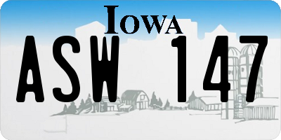 IA license plate ASW147