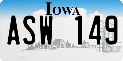 IA license plate ASW149