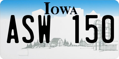 IA license plate ASW150