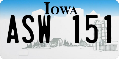 IA license plate ASW151